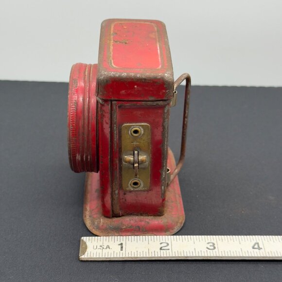 Vintage Red Metal Flashlight Lantern Glass Lens Niagra Junior Guide Light Decor - Picture 12 of 12